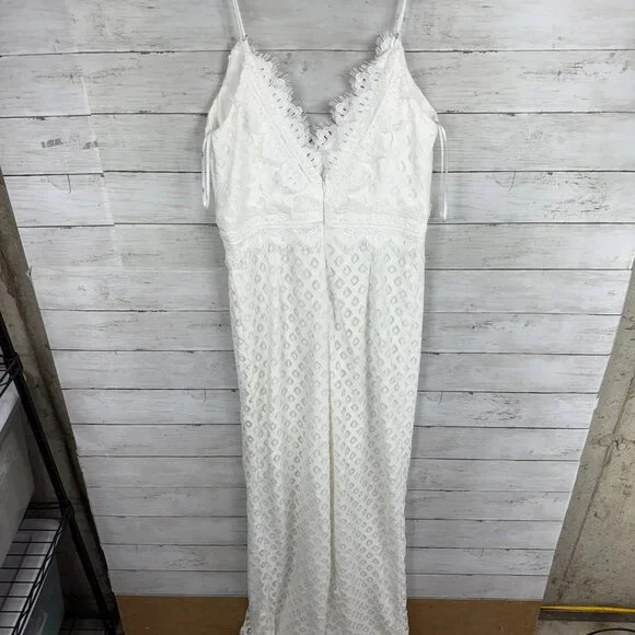 Lulus Forever Bliss White Lace Wide-Leg Jumpsuit - Picture 4 of 6